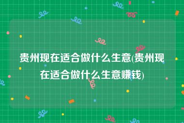 贵州现在适合做什么生意(贵州现在适合做什么生意赚钱)