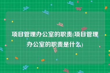 项目管理办公室的职责(项目管理办公室的职责是什么)