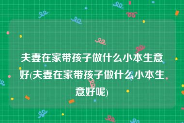 夫妻在家带孩子做什么小本生意好(夫妻在家带孩子做什么小本生意好呢)