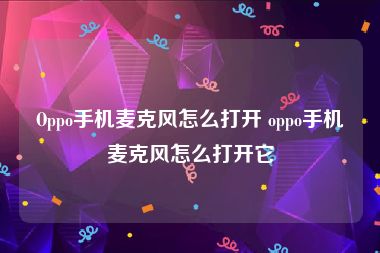 Oppo手机麦克风怎么打开 oppo手机麦克风怎么打开它