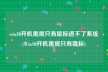 win10开机黑屏只有鼠标进不了系统(Win10开机黑屏只有鼠标)