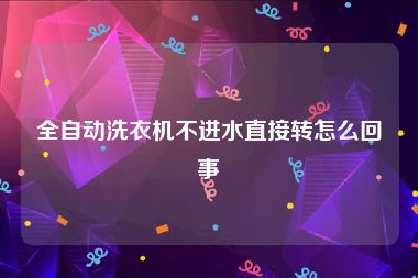 全自动洗衣机不进水直接转怎么回事