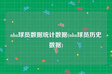 nba球员数据统计数据(nba球员历史数据)
