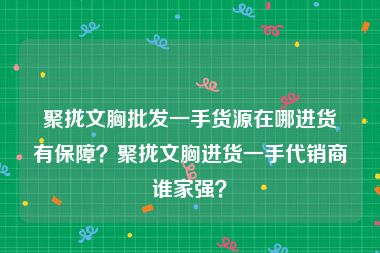 聚拢文胸批发一手货源在哪进货有保障？聚拢文胸进货一手代销商谁家强？