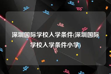 深圳国际学校入学条件(深圳国际学校入学条件小学)