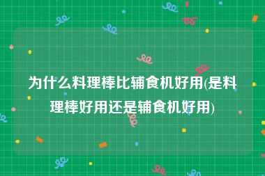 为什么料理棒比辅食机好用(是料理棒好用还是辅食机好用)