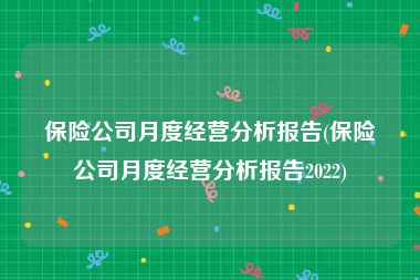 保险公司月度经营分析报告(保险公司月度经营分析报告2022)