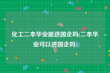 化工二本毕业能进国企吗(二本毕业可以进国企吗)