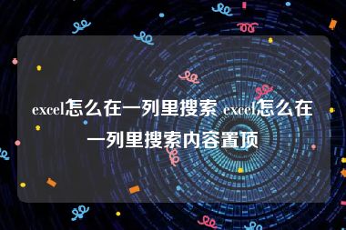 excel怎么在一列里搜索 excel怎么在一列里搜索内容置顶