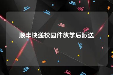 顺丰快递校园件放学后派送