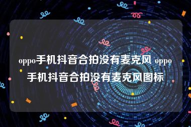 oppo手机抖音合拍没有麦克风 oppo手机抖音合拍没有麦克风图标