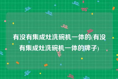 有没有集成灶洗碗机一体的(有没有集成灶洗碗机一体的牌子)