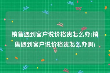 销售遇到客户说价格贵怎么办(销售遇到客户说价格贵怎么办啊)