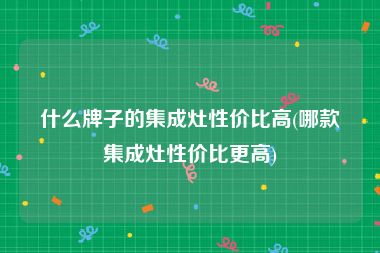什么牌子的集成灶性价比高(哪款集成灶性价比更高)
