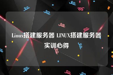Linux搭建服务器 LINUX搭建服务器实训心得