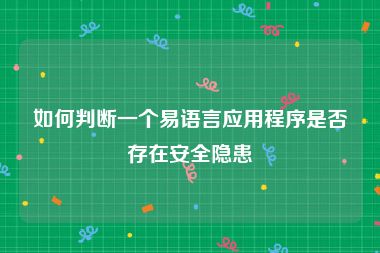 如何判断一个易语言应用程序是否存在安全隐患