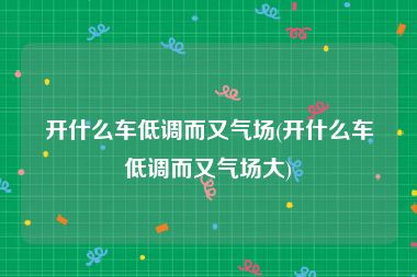 开什么车低调而又气场(开什么车低调而又气场大)