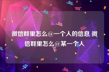 微信群里怎么@一个人的信息 微信群里怎么@某一个人