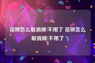 花呗怎么取消掉!不用了 花呗怎么取消掉!不用了