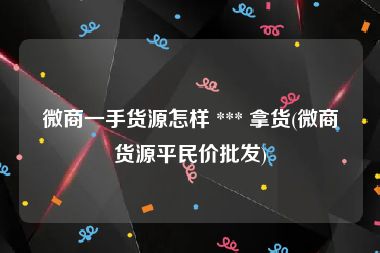 微商一手货源怎样 *** 拿货(微商货源平民价批发)