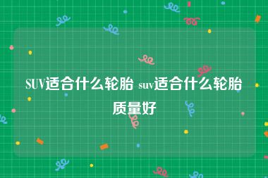 SUV适合什么轮胎 suv适合什么轮胎质量好