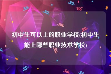 初中生可以上的职业学校(初中生能上哪些职业技术学校)