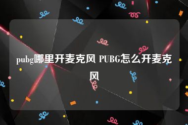pubg哪里开麦克风 PUBG怎么开麦克风