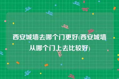 西安城墙去哪个门更好(西安城墙从哪个门上去比较好)