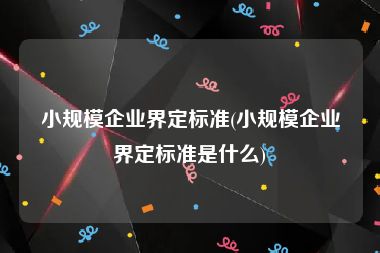 小规模企业界定标准(小规模企业界定标准是什么)