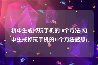 初中生戒掉玩手机的10个方法(初中生戒掉玩手机的10个方法感想)