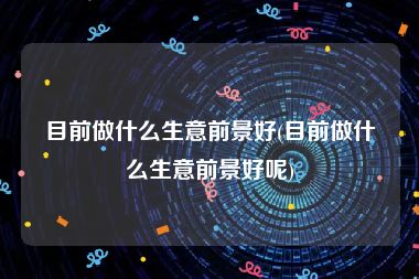 目前做什么生意前景好(目前做什么生意前景好呢)