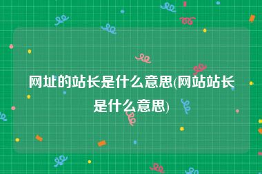 网址的站长是什么意思(网站站长是什么意思)