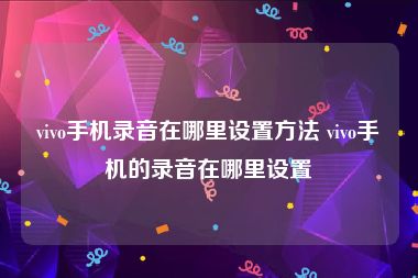 vivo手机录音在哪里设置方法 vivo手机的录音在哪里设置