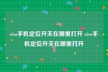 vivo手机定位开关在哪里打开 vivo手机定位开关在哪里打开