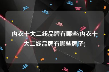 内衣十大二线品牌有哪些(内衣十大二线品牌有哪些牌子)