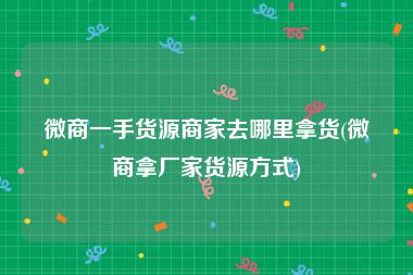 微商一手货源商家去哪里拿货(微商拿厂家货源方式)