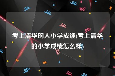 考上清华的人小学成绩(考上清华的小学成绩怎么样)