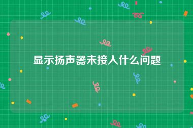 显示扬声器未接入什么问题