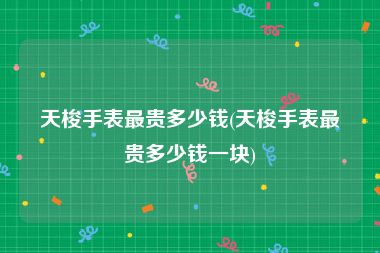 天梭手表最贵多少钱(天梭手表最贵多少钱一块)