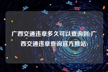 广西交通违章多久可以查询到(广西交通违章查询官方网站)