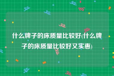 什么牌子的床质量比较好(什么牌子的床质量比较好又实惠)
