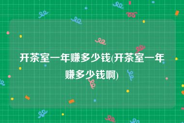 开茶室一年赚多少钱(开茶室一年赚多少钱啊)