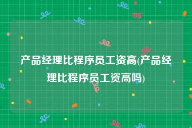 产品经理比程序员工资高(产品经理比程序员工资高吗)