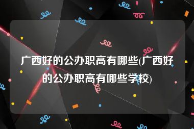 广西好的公办职高有哪些(广西好的公办职高有哪些学校)