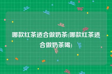 哪款红茶适合做奶茶(哪款红茶适合做奶茶喝)