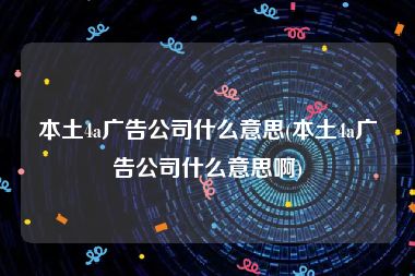 本土4a广告公司什么意思(本土4a广告公司什么意思啊)