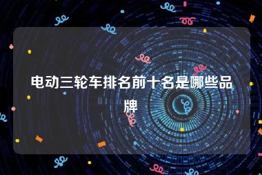 电动三轮车排名前十名是哪些品牌