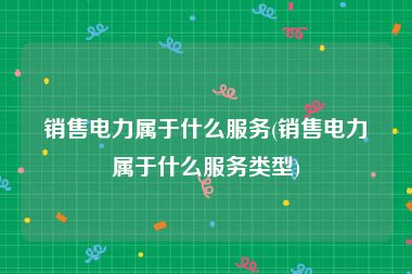 销售电力属于什么服务(销售电力属于什么服务类型)