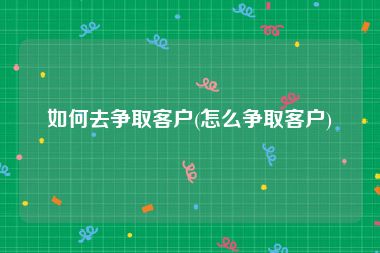 如何去争取客户(怎么争取客户)