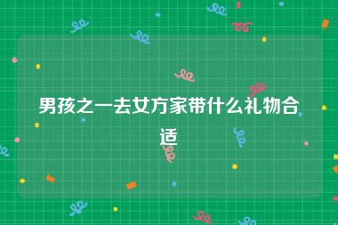 男孩之一去女方家带什么礼物合适
